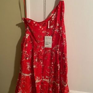 Free People red cherry blossom, one shoulder mini dress